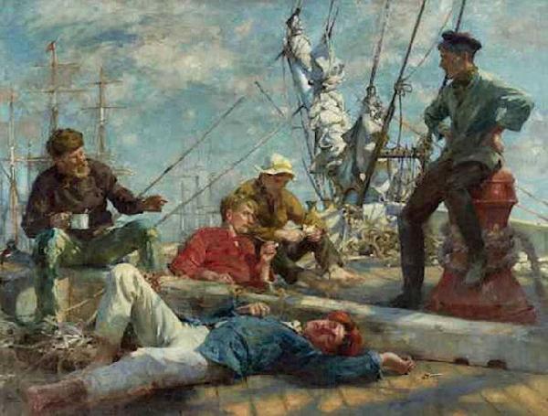 Henry Scott Tuke The midday rest sailors yarning Spain oil painting art